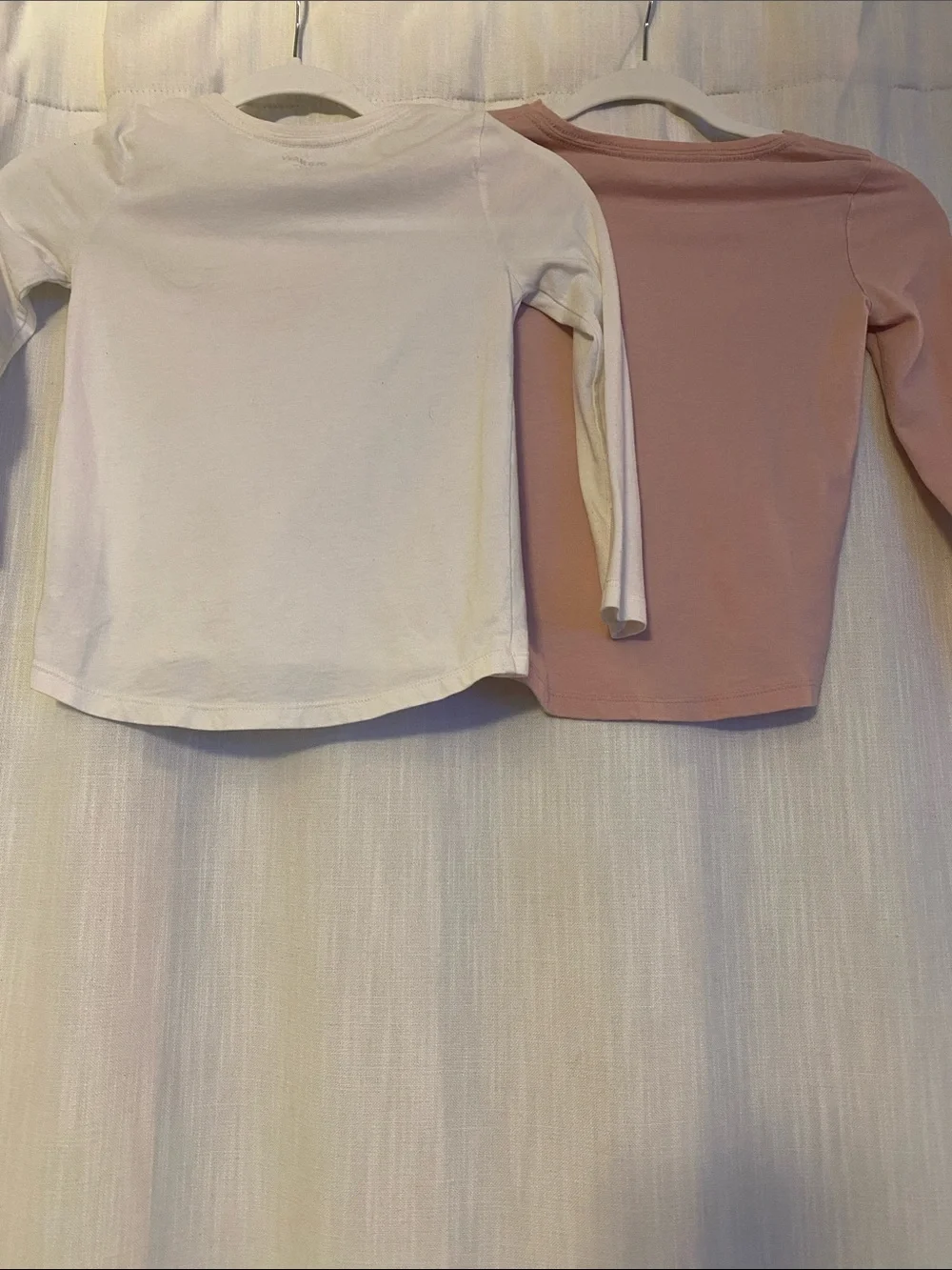 Old Navy Long-Sleeve Tees in White and Dusty Rose
